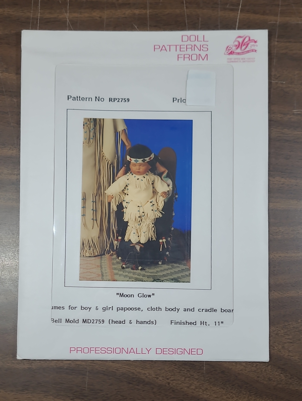 Moon Glow Doll Pattern Packet - White Envelope with Pink Text #RP2759